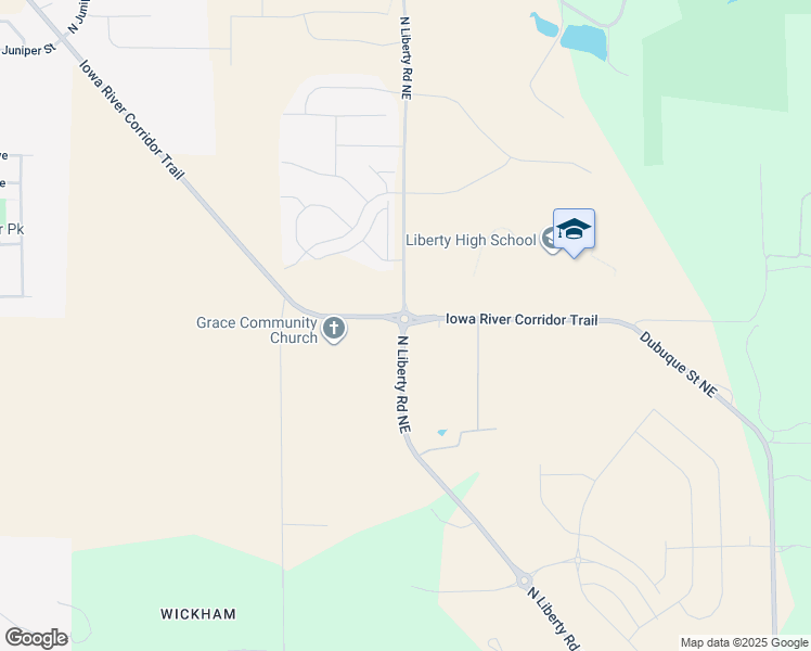map of restaurants, bars, coffee shops, grocery stores, and more near North Liberty Road Northeast in North Liberty