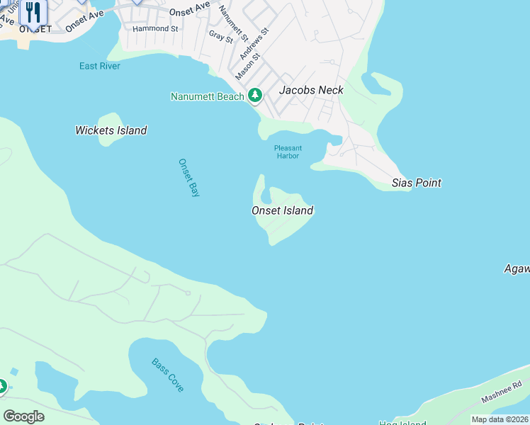 map of restaurants, bars, coffee shops, grocery stores, and more near 4 Ocean Avenue in Wareham