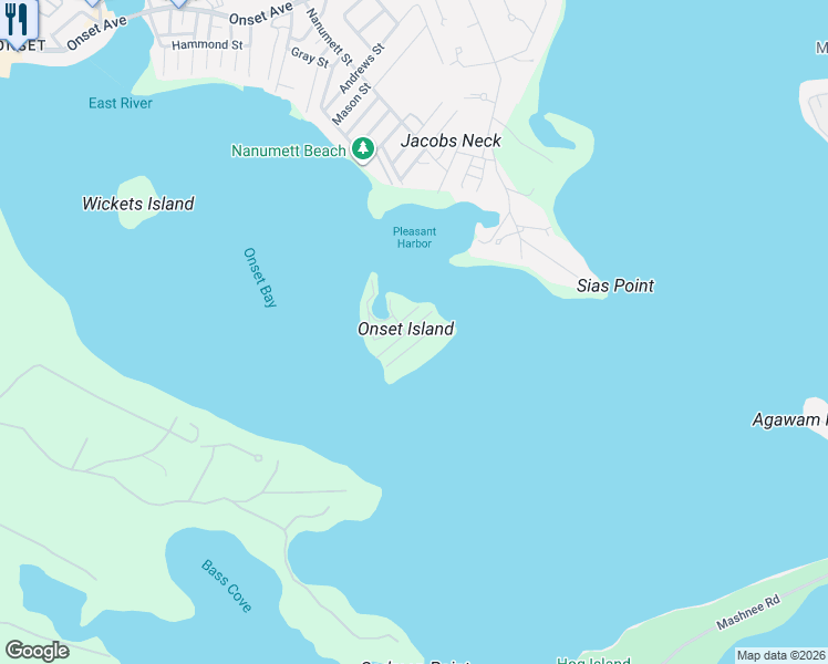 map of restaurants, bars, coffee shops, grocery stores, and more near 15 Central Park Avenue in Wareham