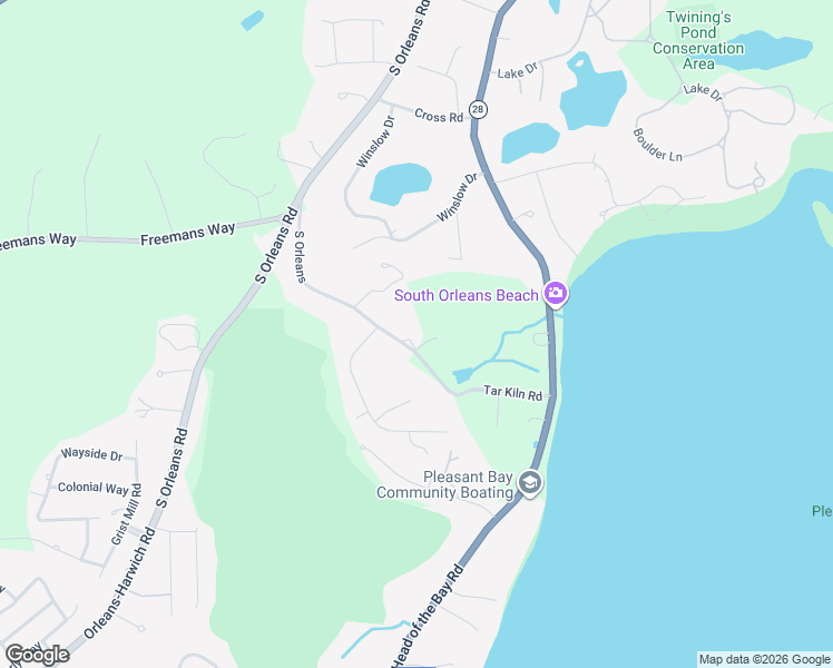 map of restaurants, bars, coffee shops, grocery stores, and more near 66 Tar Kiln Road in Orleans