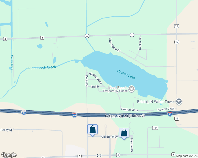 map of restaurants, bars, coffee shops, grocery stores, and more near 23124 Heaton Vista in Elkhart