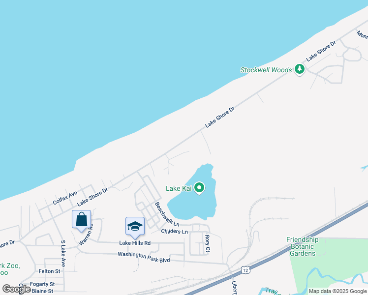 map of restaurants, bars, coffee shops, grocery stores, and more near 119-199 Turner Court in Michigan City
