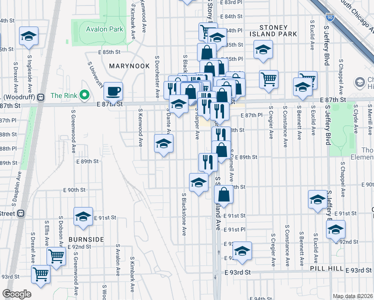 map of restaurants, bars, coffee shops, grocery stores, and more near in Chicago