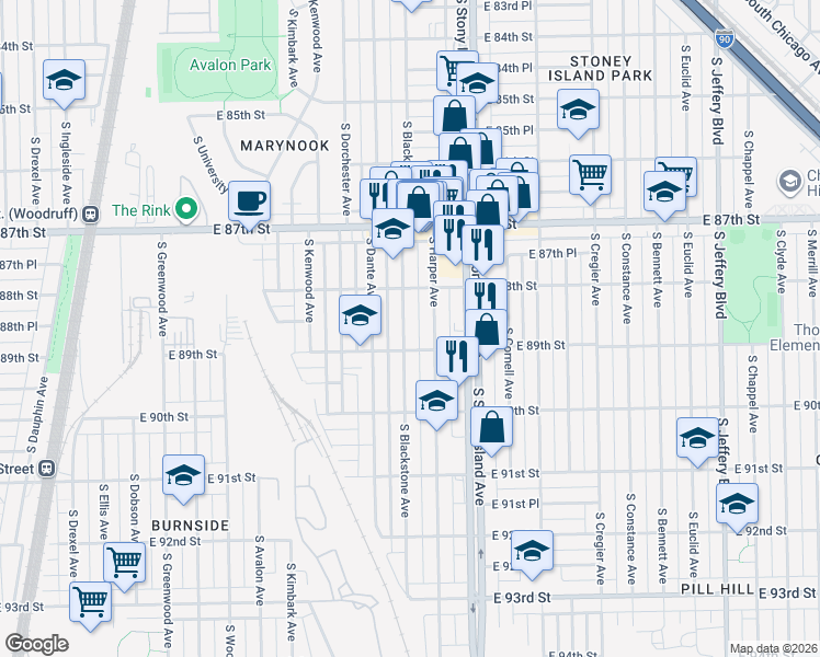 map of restaurants, bars, coffee shops, grocery stores, and more near in Chicago