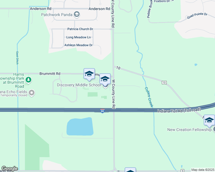 map of restaurants, bars, coffee shops, grocery stores, and more near 10050 Brummitt Road in Granger