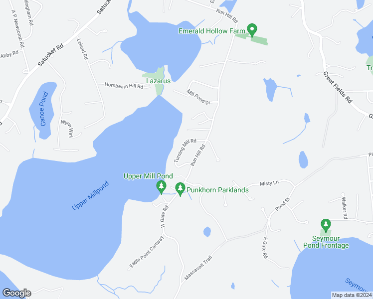 map of restaurants, bars, coffee shops, grocery stores, and more near 65 Turning Mill Road in Brewster