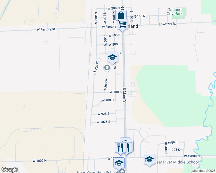 map of restaurants, bars, coffee shops, grocery stores, and more near 645 South 200 West in Garland