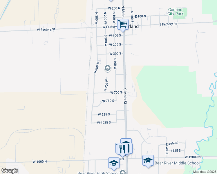 map of restaurants, bars, coffee shops, grocery stores, and more near 645 South 200 West in Garland