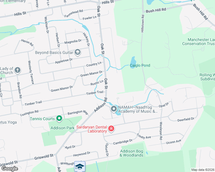 map of restaurants, bars, coffee shops, grocery stores, and more near 973 Oak Street in East Hartford