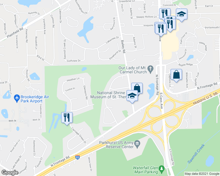 map of restaurants, bars, coffee shops, grocery stores, and more near 1528 Evergreen Lane in Darien