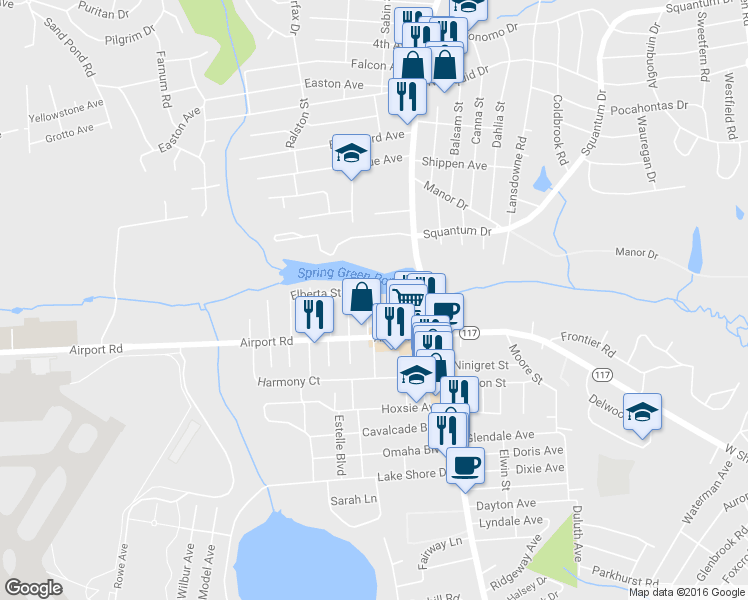 map of restaurants, bars, coffee shops, grocery stores, and more near 6 Hargraves Street in Warwick