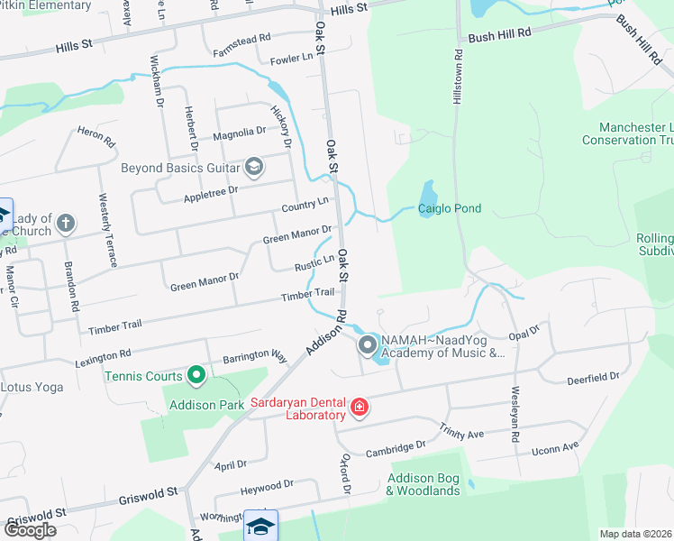 map of restaurants, bars, coffee shops, grocery stores, and more near 973 Oak Street in East Hartford