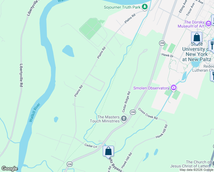 map of restaurants, bars, coffee shops, grocery stores, and more near 12 Woodland Dr in New Paltz