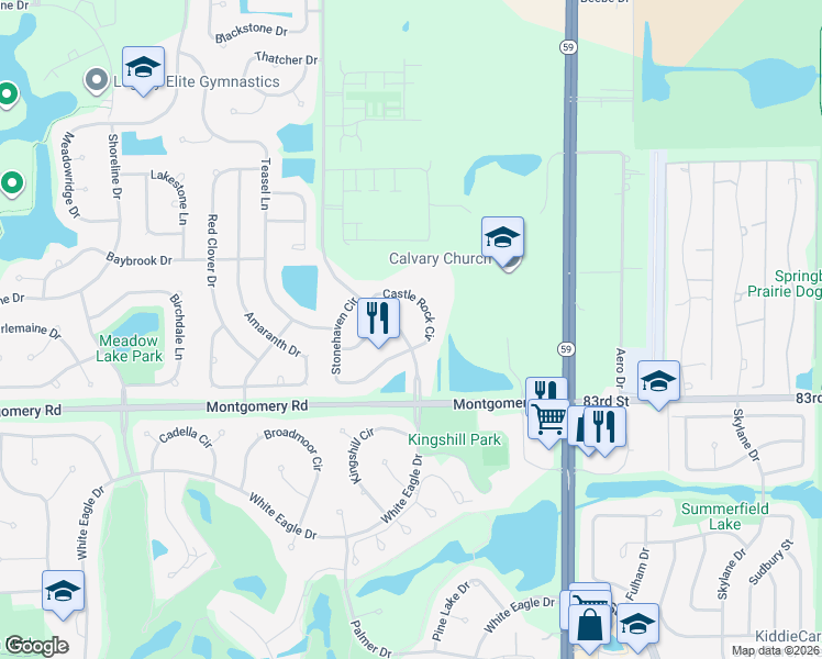 map of restaurants, bars, coffee shops, grocery stores, and more near 1160 South Commons Drive in Aurora