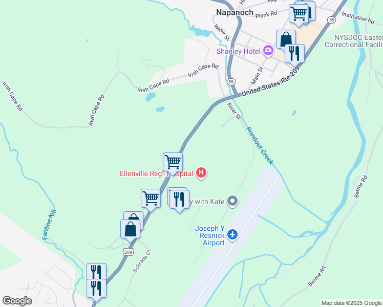 map of restaurants, bars, coffee shops, grocery stores, and more near 7879 U.S. 209 in Napanoch