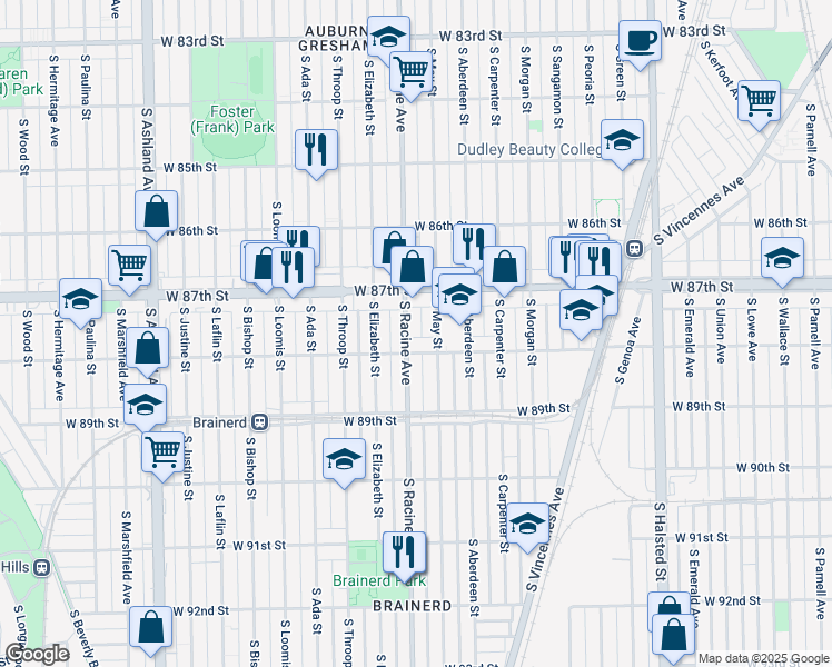 map of restaurants, bars, coffee shops, grocery stores, and more near in Chicago