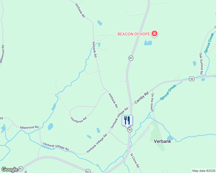 map of restaurants, bars, coffee shops, grocery stores, and more near 48 Verbank Road in Millbrook