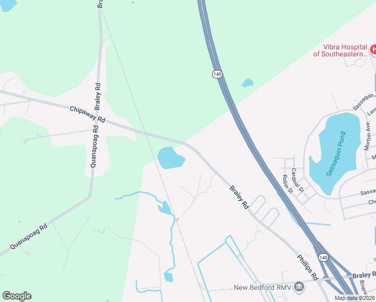 map of restaurants, bars, coffee shops, grocery stores, and more near 1618 Braley Road in New Bedford