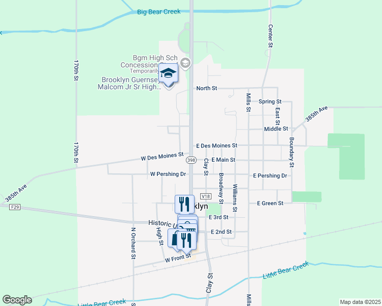 map of restaurants, bars, coffee shops, grocery stores, and more near State Highway 398 in Brooklyn