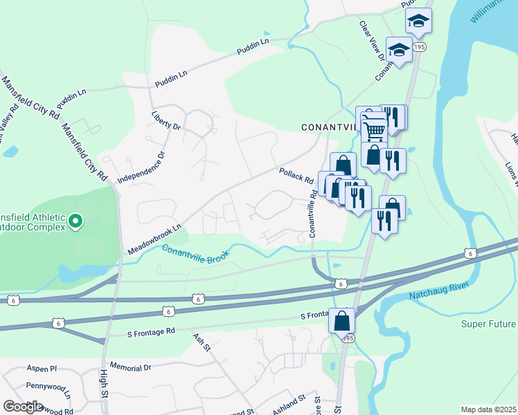 map of restaurants, bars, coffee shops, grocery stores, and more near 29D Eastbrook Heights in Mansfield