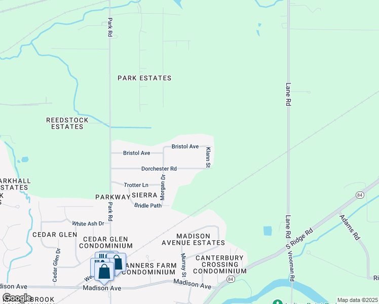 map of restaurants, bars, coffee shops, grocery stores, and more near 2565 Dorchester Road in Painesville