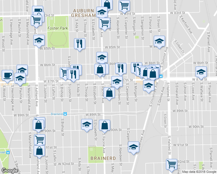 map of restaurants, bars, coffee shops, grocery stores, and more near in Chicago