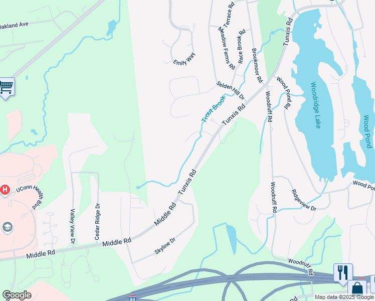 map of restaurants, bars, coffee shops, grocery stores, and more near 340 Tunxis Road in West Hartford