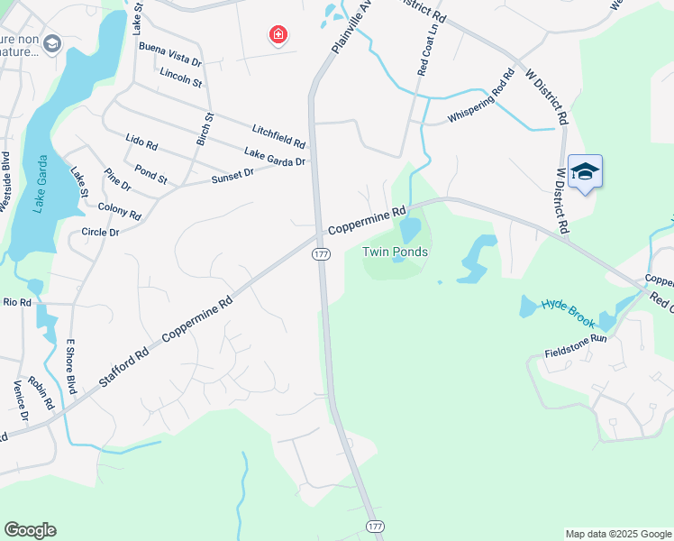 map of restaurants, bars, coffee shops, grocery stores, and more near 525 Plainville Avenue in Farmington
