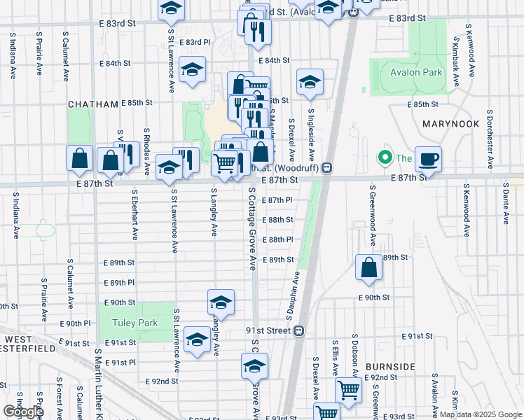 map of restaurants, bars, coffee shops, grocery stores, and more near in Chicago
