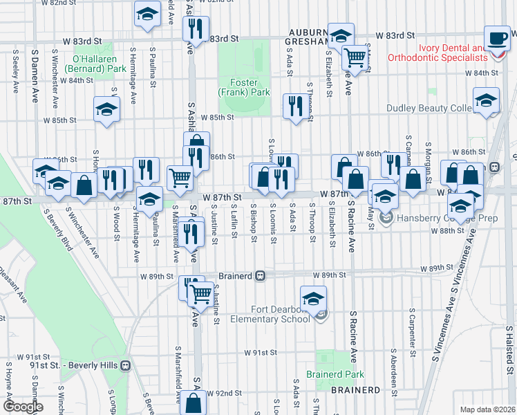 map of restaurants, bars, coffee shops, grocery stores, and more near in Chicago