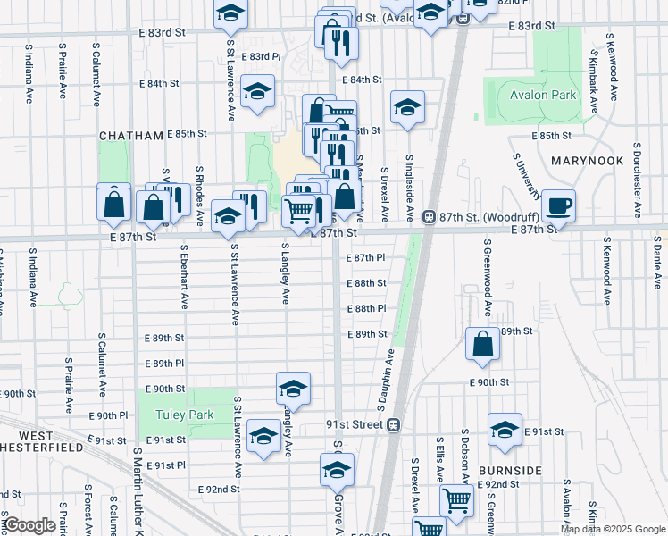 map of restaurants, bars, coffee shops, grocery stores, and more near in Chicago