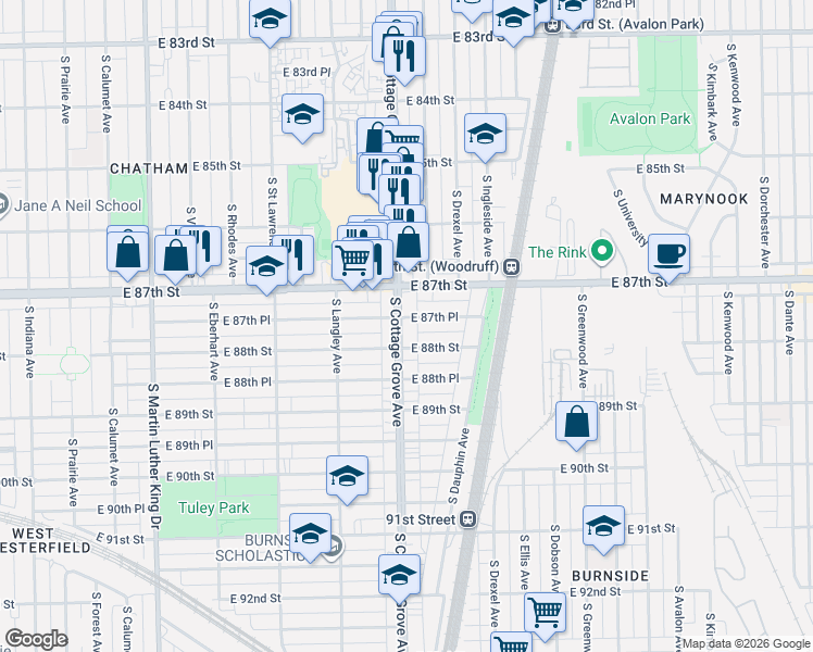 map of restaurants, bars, coffee shops, grocery stores, and more near in Chicago