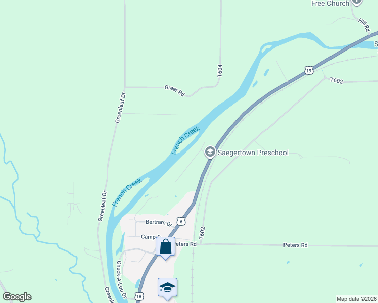 map of restaurants, bars, coffee shops, grocery stores, and more near 19011 T-712 in Saegertown