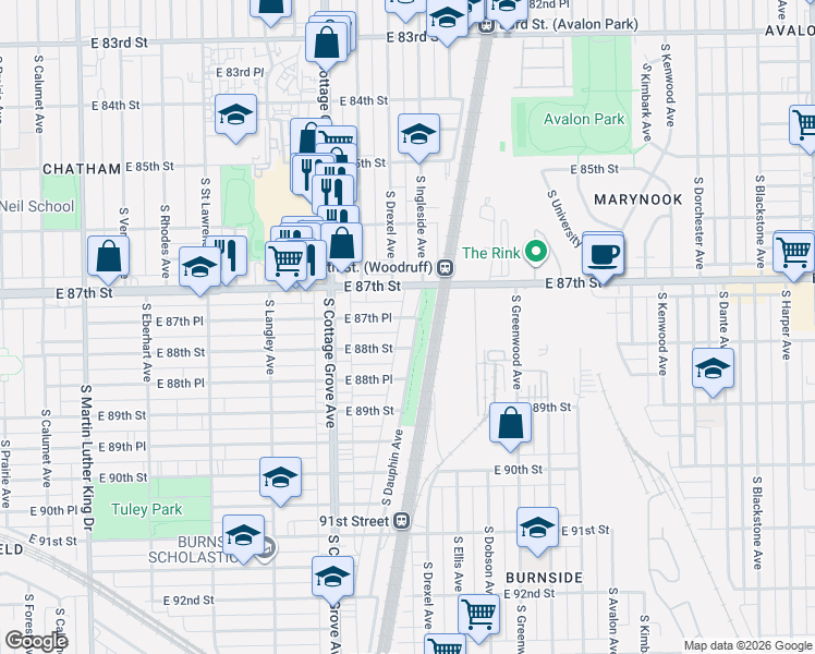 map of restaurants, bars, coffee shops, grocery stores, and more near in Chicago