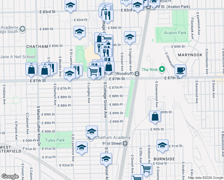 map of restaurants, bars, coffee shops, grocery stores, and more near in Chicago