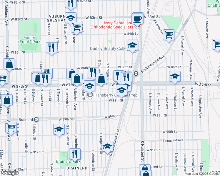 map of restaurants, bars, coffee shops, grocery stores, and more near in Chicago