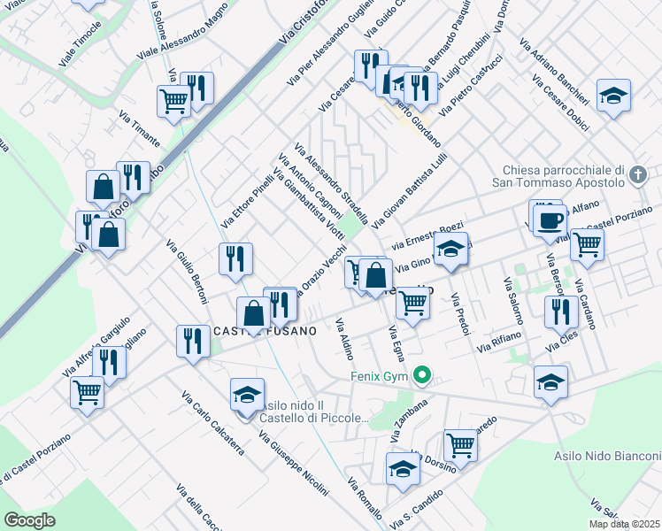 map of restaurants, bars, coffee shops, grocery stores, and more near 5 Via Alessandro Rolla in Città Metropolitana di Roma