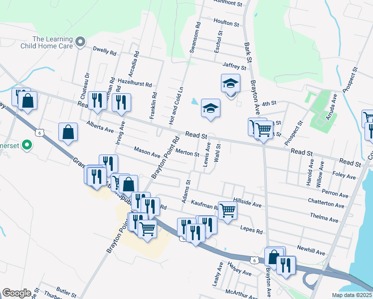 map of restaurants, bars, coffee shops, grocery stores, and more near 14 Merton Street in Somerset