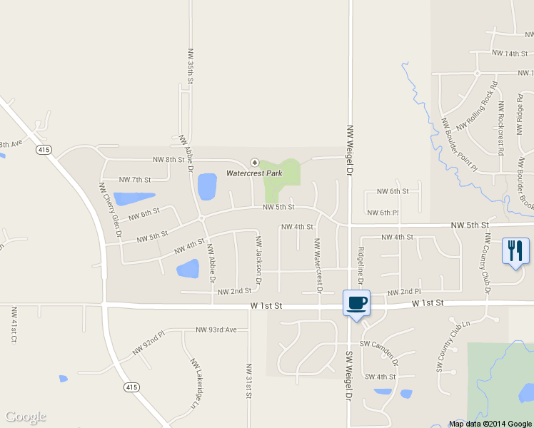 map of restaurants, bars, coffee shops, grocery stores, and more near 4403 Northwest 5th Street in Ankeny