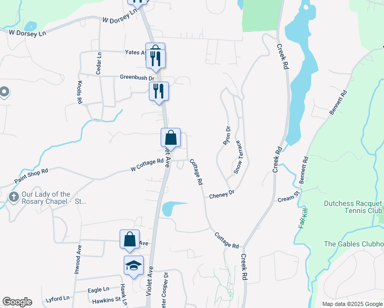 map of restaurants, bars, coffee shops, grocery stores, and more near 2 School Street in Poughkeepsie