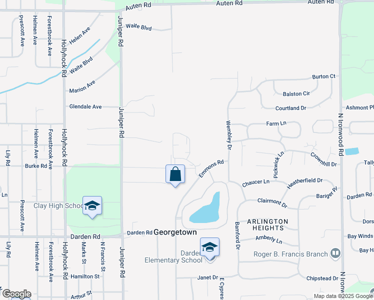 map of restaurants, bars, coffee shops, grocery stores, and more near 4330 Queen's Row in South Bend