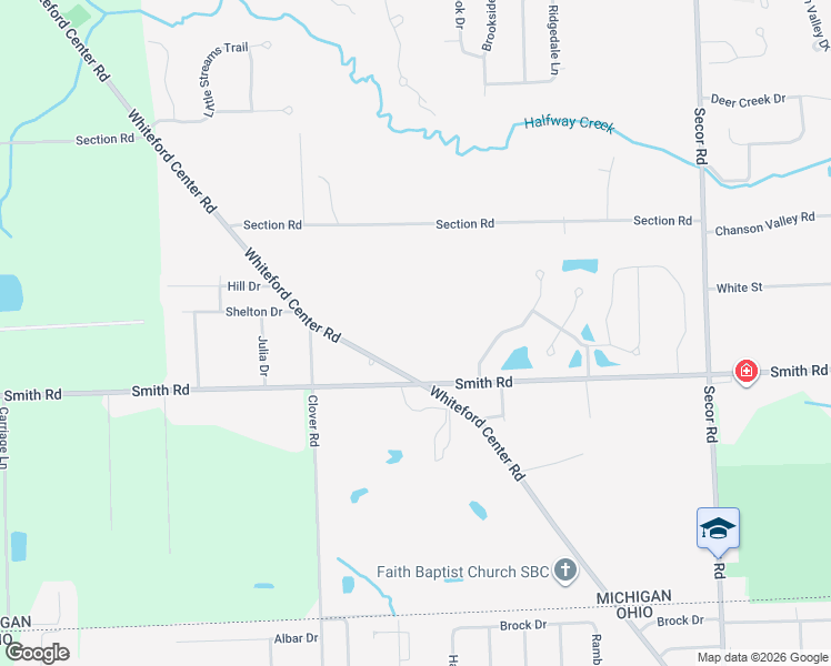 map of restaurants, bars, coffee shops, grocery stores, and more near 6590 Whiteford Center Road in Lambertville