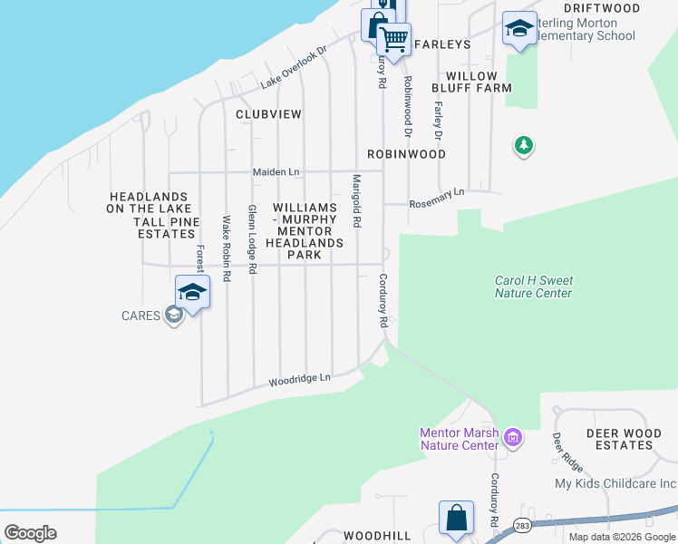 map of restaurants, bars, coffee shops, grocery stores, and more near 4957 Belle Meadow Rd in Mentor