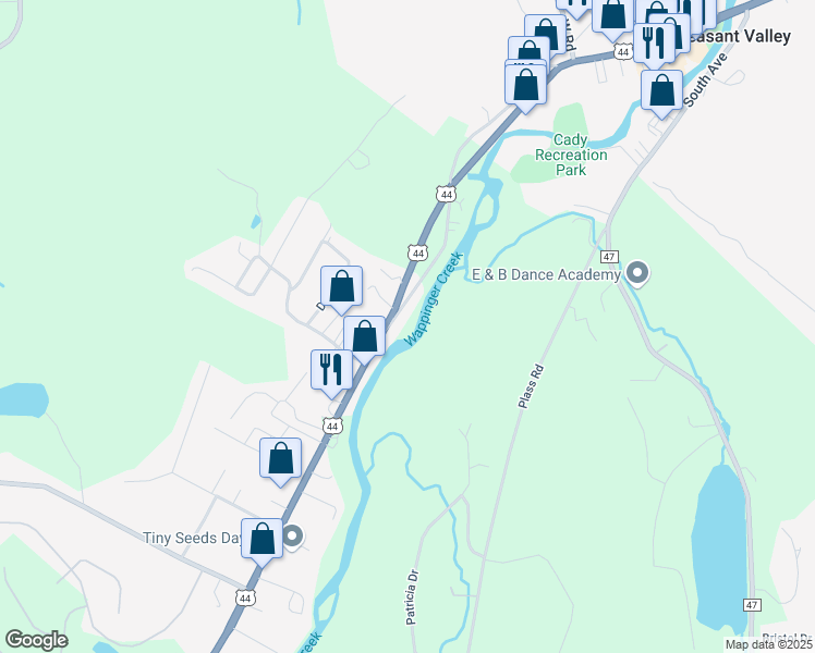 map of restaurants, bars, coffee shops, grocery stores, and more near 1436 U.S. 44 in Pleasant Valley