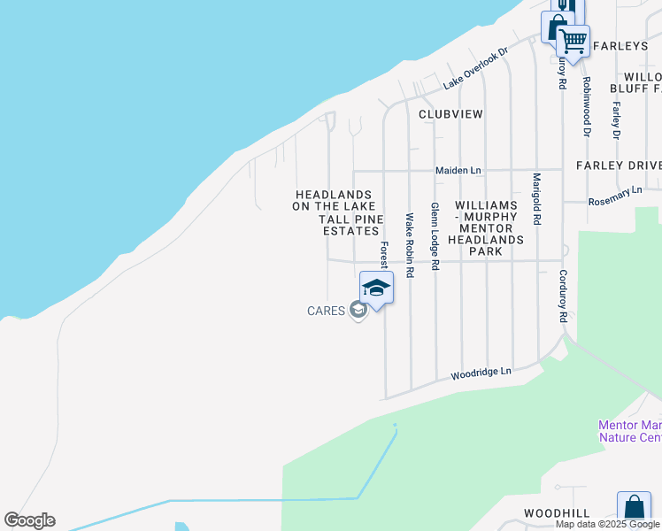map of restaurants, bars, coffee shops, grocery stores, and more near 4967 Lakeview Dr in Mentor