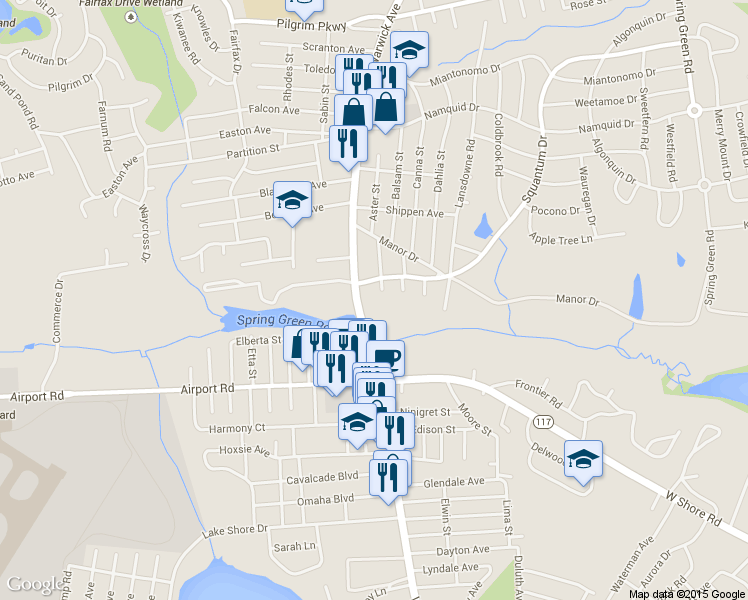 map of restaurants, bars, coffee shops, grocery stores, and more near 69 Prudence Court in Warwick
