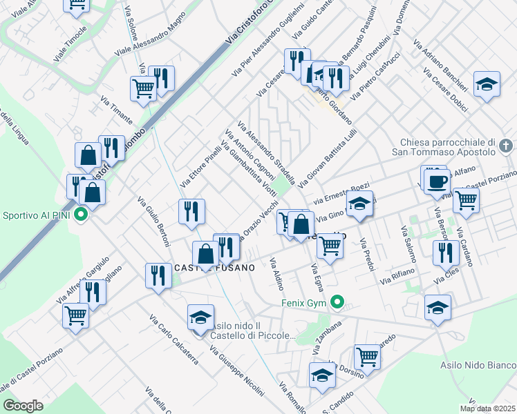 map of restaurants, bars, coffee shops, grocery stores, and more near 5 Via Alessandro Rolla in Città Metropolitana di Roma
