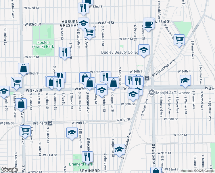 map of restaurants, bars, coffee shops, grocery stores, and more near in Chicago
