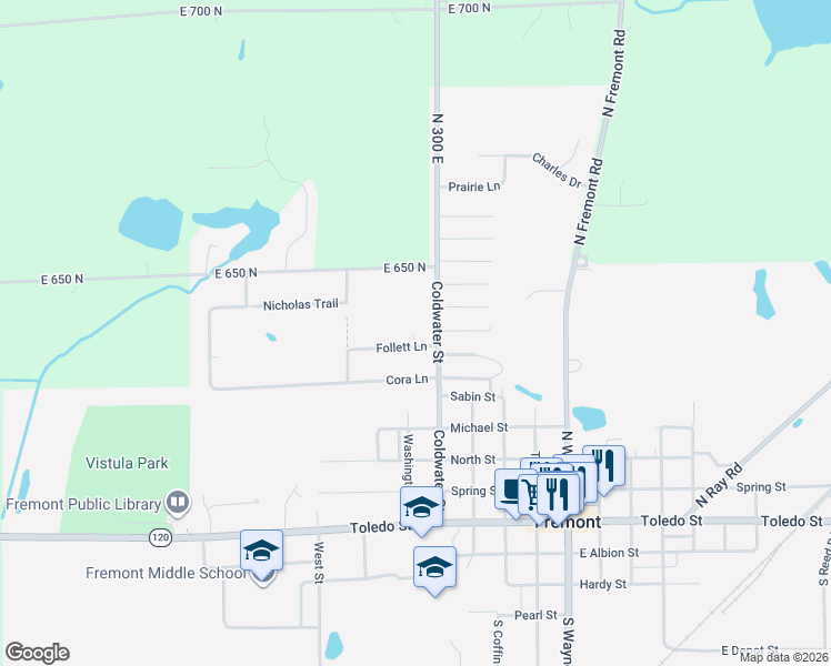 map of restaurants, bars, coffee shops, grocery stores, and more near 2950 Follett Lane in Fremont