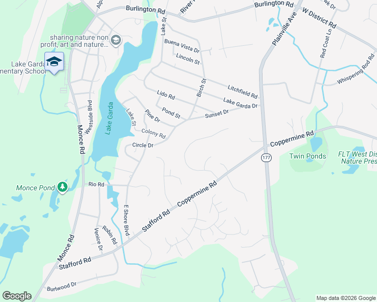 map of restaurants, bars, coffee shops, grocery stores, and more near 53 Woodside Drive in Farmington